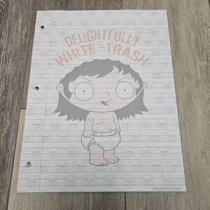 Family Guy Stewie Delightfully White Trash School 3-Ring Binder Paper
